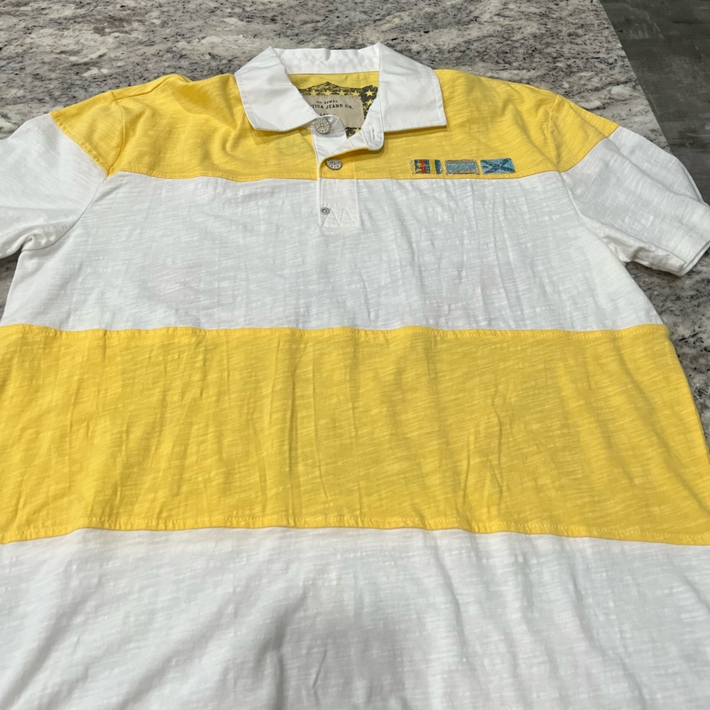 Yellow and White Vintage Nautical Men’s Pollo Shirt